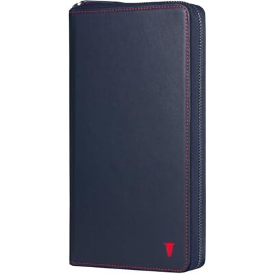 TORRO Familie-reisportemonnee echt lederen reisorganizer / familiepaspoorthouder voor 4 paspoorten, marineblauw met rode details, familie, minimalistisch TORRO Familie-reisportemonnee echt lederen reisorganizer / familiepaspoorthouder voor 4 paspoorten, marineblauw met rode details, familie, minimalistisch
