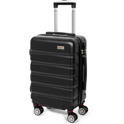 Todeco Harde lichtgewicht ABS + PC handbagage met harde schaal, reiskoffer, met 4 dubbele wielen, zwart, S (56 cm 33 l) Todeco Harde lichtgewicht ABS + PC handbagage met harde schaal, reiskoffer, met 4 dubbele wielen, zwart, S (56 cm 33 l)