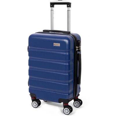Todeco Hard lichtgewicht ABS + PC handbagage met harde buitenkant, reiskoffer, met 4 dubbele wielen, donkerblauw, S (56 cm 33 l) Todeco Hard lichtgewicht ABS + PC handbagage met harde buitenkant, reiskoffer, met 4 dubbele wielen, donkerblauw, S (56 cm 33 l)