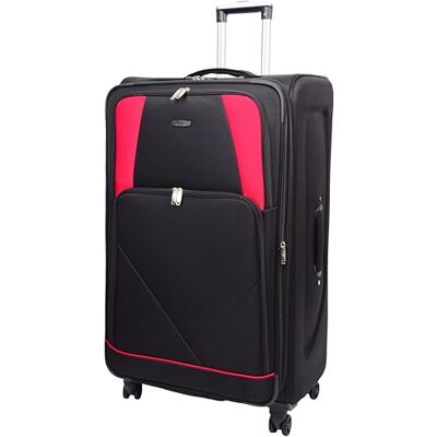 A1 FASHION GOODS Zachte trolley met 4 wielen, York zwart, rood, paars, zwart., Zachte uittrekbare koffer met zwenkwielen A1 FASHION GOODS Zachte trolley met 4 wielen, York zwart, rood, paars, zwart., Zachte uittrekbare koffer met zwenkwielen