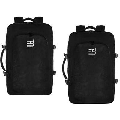 EVERYDAY SAFARI RYANAIR Set van 2 handbagage, 55 x 40 x 20 cm, afmetingen volgens de voorschriften, cabinebagage, reisrugzak, reistas, zwart, handbagage 44 l, zwart. EVERYDAY SAFARI RYANAIR Set van 2 handbagage, 55 x 40 x 20 cm, afmetingen volgens de voorschriften, cabinebagage, reisrugzak, reistas, zwart, handbagage 44 l, zwart.