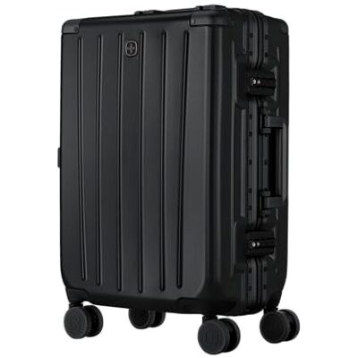 WENGER Loady Hard Shell Suitcase with Silent Double Spinner Wheels, Travel Sentry Locks, Travel Trolley for Holidays & Business, Unisex, Black, Carry-On WENGER Loady Hard Shell Suitcase with Silent Double Spinner Wheels, Travel Sentry Locks, Travel Trolley for Holidays & Business, Unisex, Black, Carry-On