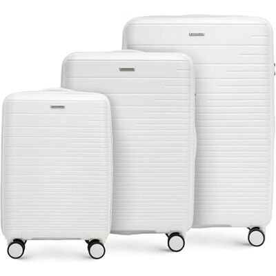 WITTCHEN FUERTA Line Kofferset Harde bagage Uitbreidbare koffer Glanzende Strepen Polypropyleen bagage 4 Dubbele Wielen Telescopische Handgreep TSA-slot Maat (S+M+L) Offwhite WITTCHEN FUERTA Line Kofferset Harde bagage Uitbreidbare koffer Glanzende Strepen Polypropyleen bagage 4 Dubbele Wielen Telescopische Handgreep TSA-slot Maat (S+M+L) Offwhite