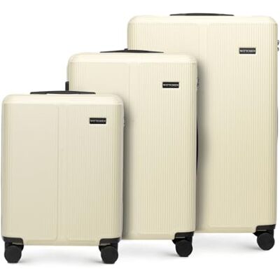 WITTCHEN Stripes Line Koffer 36 liter, harde ABS-schaal, 4 360° draaibare wielen, cijferslot, handbagage voor Brussels Airlines/Ryanair, Crème, Klassiek WITTCHEN Stripes Line Koffer 36 liter, harde ABS-schaal, 4 360° draaibare wielen, cijferslot, handbagage voor Brussels Airlines/Ryanair, Crème, Klassiek