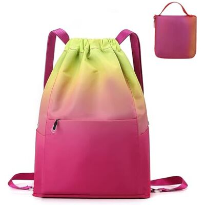 RisePlus Rugzak met trekkoord, groot, waterdicht, sporttas voor dames en heren, multifunctioneel, voor zwembad, fitnessstudio, winkelen, reizen, lichtgewicht opvouwbare rugzak met meerdere zakken, 43 x 32 x 16 cm RisePlus Rugzak met trekkoord, groot, waterdicht, sporttas voor dames en heren, multifunctioneel, voor zwembad, fitnessstudio, winkelen, reizen, lichtgewicht opvouwbare rugzak met meerdere zakken, 43 x 32 x 16 cm