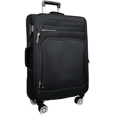 MY TRAVEL BAG Handkoffer van stof, reiskoffer, uittrekbare trolley met dubbele wielen (M/L/XL/XXL of 4 stuks) zachte bagage, zwart, Mittlerer Koffer (65 cm), stoffen koffer met wielen MY TRAVEL BAG Handkoffer van stof, reiskoffer, uittrekbare trolley met dubbele wielen (M/L/XL/XXL of 4 stuks) zachte bagage, zwart, Mittlerer Koffer (65 cm), stoffen koffer met wielen