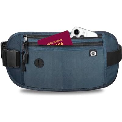 xolear Travel Heuptas, geldhouder sportriem, anti-diefstal veiligheidsheuptas, waterdichte verstelbare platte geldhouder, kan geld vasthouden telefoonpaspoorten, blauw xolear Travel Heuptas, geldhouder sportriem, anti-diefstal veiligheidsheuptas, waterdichte verstelbare platte geldhouder, kan geld vasthouden telefoonpaspoorten, blauw