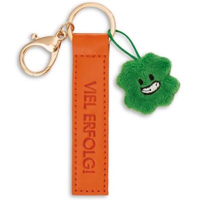 NICI Viel Erfolg Sleutelhanger Kunstleer 10 cm Met oranje klaverblad trouwe metgezel voor rugzak of tas Sleutelhanger voor groot en klein 62020 NICI Viel Erfolg Sleutelhanger Kunstleer 10 cm Met oranje klaverblad trouwe metgezel voor rugzak of tas Sleutelhanger voor groot en klein 62020