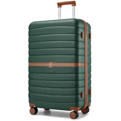 Kono Harde handbagagekoffer, reiskoffer, trolley, reiskoffer, Groen/Bruin, Grote koffer (76 cm) Kono Harde handbagagekoffer, reiskoffer, trolley, reiskoffer, Groen/Bruin, Grote koffer (76 cm)