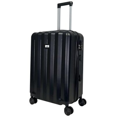 MY TRAVEL BAG Koffer met harde schaal van ABS (handbagage, medium-groot) met dubbele wielen, zwart., Uittrekbare harde koffer MY TRAVEL BAG Koffer met harde schaal van ABS (handbagage, medium-groot) met dubbele wielen, zwart., Uittrekbare harde koffer