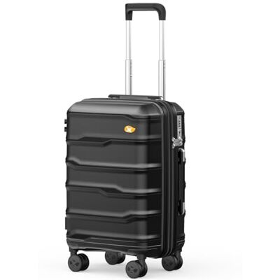 MGOB Cabinekoffer, hardcase, reiskoffer, 4 wielen, dubbel, draaibaar en TSA-slot, 55 x 40 x 20 cm, 0 Zwart, Hardside MGOB Cabinekoffer, hardcase, reiskoffer, 4 wielen, dubbel, draaibaar en TSA-slot, 55 x 40 x 20 cm, 0 Zwart, Hardside