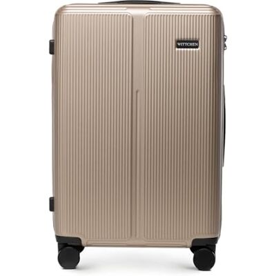 WITTCHEN Stripes Line Koffer 36 liter, harde ABS-schaal, 4 360° draaibare wielen, cijferslot, handbagage voor Brussels Airlines/Ryanair, Goud, Klassiek WITTCHEN Stripes Line Koffer 36 liter, harde ABS-schaal, 4 360° draaibare wielen, cijferslot, handbagage voor Brussels Airlines/Ryanair, Goud, Klassiek