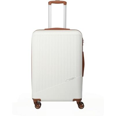 travelite Bagageset met 4 wielen, 3 maten L/M/S, Bagageserie BALI, harde ABS-trolleys met TSA-cijfersluiting (handbagagekoffer zonder TSA), wit/cognac, Valigia Media travelite Bagageset met 4 wielen, 3 maten L/M/S, Bagageserie BALI, harde ABS-trolleys met TSA-cijfersluiting (handbagagekoffer zonder TSA), wit/cognac, Valigia Media