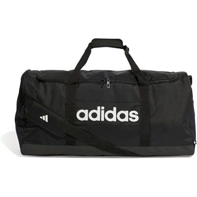Adidas Uniseks Essentials Linear Duffel Bag Duffel Bag, Zwart/Zwart/Wit, L Adidas Uniseks Essentials Linear Duffel Bag Duffel Bag, Zwart/Zwart/Wit, L