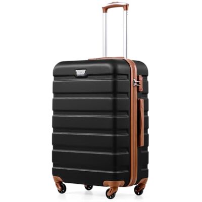 Coolife Reiskofferset 3 maten koffer groot formaat koffer cabine kleine koffer reistassen ABS koffer met 4 wielen, Zwart/Bruin, Koffer van hoge kwaliteit Coolife Reiskofferset 3 maten koffer groot formaat koffer cabine kleine koffer reistassen ABS koffer met 4 wielen, Zwart/Bruin, Koffer van hoge kwaliteit