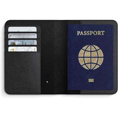 SATECHI Porte-Passeport de Voyage avec Find My, Étui à Passeport avec Porte-Cartes pour 4 Cartes, Charge Sans Fil et Protection RFID – Accessoire de Voyage Essentiel en Cuir Végan SATECHI Porte-Passeport de Voyage avec Find My, Étui à Passeport avec Porte-Cartes pour 4 Cartes, Charge Sans Fil et Protection RFID – Accessoire de Voyage Essentiel en Cuir Végan
