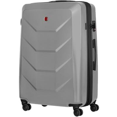 WENGER Prymo 4-Wheel Hard Shell Suitcase with TSA Lock, Lightweight Travel Trolley for Travel & Holidays, Unisex, Silver, Large WENGER Prymo 4-Wheel Hard Shell Suitcase with TSA Lock, Lightweight Travel Trolley for Travel & Holidays, Unisex, Silver, Large