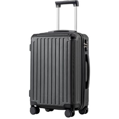 Coolife Harde trolley van ABS-materiaal met TSA-slot, telescopische handgreep en 4 dubbele wielen, zwart., Harde koffer handbagage Coolife Harde trolley van ABS-materiaal met TSA-slot, telescopische handgreep en 4 dubbele wielen, zwart., Harde koffer handbagage