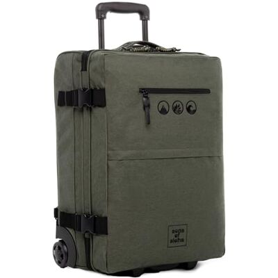 SONS OF ALOHA 3-in-1 rugzak met wieltjes, handbagage, Kane Hybrid, plankbagage met wieltjes, 55 x 40 x 20 cm, gerecycled PET, waterdicht, olijf, S, trolley SONS OF ALOHA 3-in-1 rugzak met wieltjes, handbagage, Kane Hybrid, plankbagage met wieltjes, 55 x 40 x 20 cm, gerecycled PET, waterdicht, olijf, S, trolley