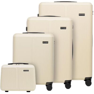 WITTCHEN Stripes Line koffer, 36 liter, harde ABS-schaal, 4 360° draaibare wielen, cijferslot, handbagage voor Brussels Airlines/Ryanair, Crème, Klassiek WITTCHEN Stripes Line koffer, 36 liter, harde ABS-schaal, 4 360° draaibare wielen, cijferslot, handbagage voor Brussels Airlines/Ryanair, Crème, Klassiek