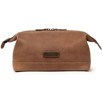 DRAKENSBERG Toilettas 'Ruby' – klassieke reisbehoefte, cosmeticatas, heren, handgemaakt, canvas, leer, bruin Havana, toilettas DRAKENSBERG Toilettas 'Ruby' – klassieke reisbehoefte, cosmeticatas, heren, handgemaakt, canvas, leer, bruin Havana, toilettas