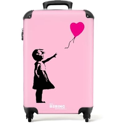 NoBoringSuitcases.com ® Street Art, Roze meisje met ballon, Koffer NoBoringSuitcases.com ® Street Art, Roze meisje met ballon, Koffer