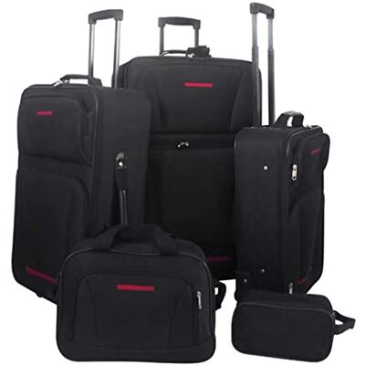 vidaXL Reisbagageset Zwart 5-delig Reis Bagage Tas Koffer Trolley Vakantie vidaXL Reisbagageset Zwart 5-delig Reis Bagage Tas Koffer Trolley Vakantie