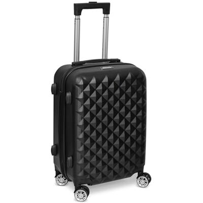 Christian Wippermann Handbagage 4 wielen paars met lijnpatroon koffer trolley lichtgewicht IATA standaard 55 x 35 x 23 cm Christian Wippermann Handbagage 4 wielen paars met lijnpatroon koffer trolley lichtgewicht IATA standaard 55 x 35 x 23 cm