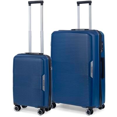 TravelZ Swinger kofferset, Blauw, Harde reiskoffers met zwenkwielen en TSA-slot TravelZ Swinger kofferset, Blauw, Harde reiskoffers met zwenkwielen en TSA-slot