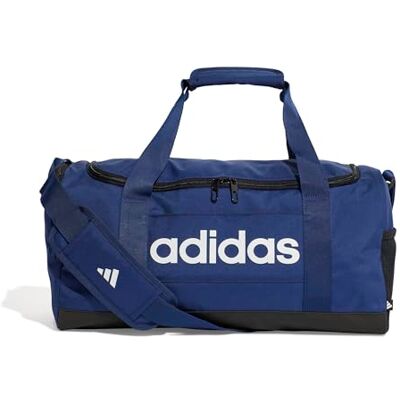 Adidas Mixte Essentials Linear Duffel Bag, dark blue/white, S Adidas Mixte Essentials Linear Duffel Bag, dark blue/white, S