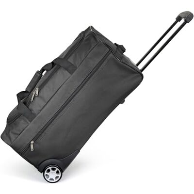 KINSTON Trolley Reistas, grote roltas en telescoopstang, ruim hoofdvak en zijvak met ritssluiting, handbagage, ideaal voor reizen en weekends, zwart, groot KINSTON Trolley Reistas, grote roltas en telescoopstang, ruim hoofdvak en zijvak met ritssluiting, handbagage, ideaal voor reizen en weekends, zwart, groot