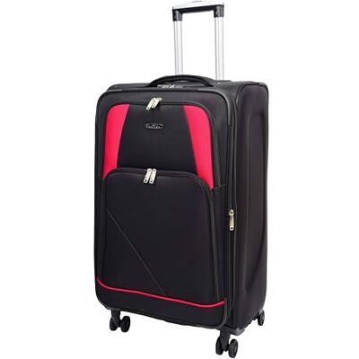 A1 FASHION GOODS Zachte trolley met 4 wielen, York zwart, rood, paars, zwart., Zachte uittrekbare koffer met zwenkwielen A1 FASHION GOODS Zachte trolley met 4 wielen, York zwart, rood, paars, zwart., Zachte uittrekbare koffer met zwenkwielen