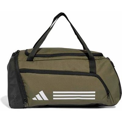 Adidas Mixte Essentials 3-Stripes Duffel Bag, olive strata/WHITE, S Adidas Mixte Essentials 3-Stripes Duffel Bag, olive strata/WHITE, S