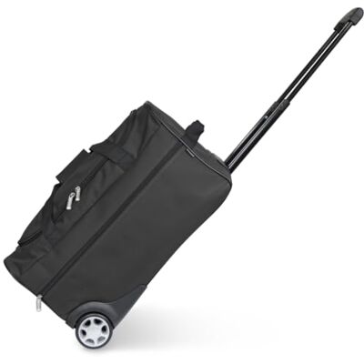 KINSTON Trolley Reistas, grote roltas en telescoopstang, ruim hoofdvak en zijvak met ritssluiting, handbagage, ideaal voor reizen en weekends, zwart KINSTON Trolley Reistas, grote roltas en telescoopstang, ruim hoofdvak en zijvak met ritssluiting, handbagage, ideaal voor reizen en weekends, zwart