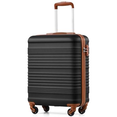 Coolife Cabinekoffer 55 x 35 x 20 cm voor Ryanair luchtvaartmaatschappij, handbagage, lichtgewicht handbagage met TSA-slot en 4 draaibare wielen, Zwart/Bruin, Suitcase Handcabine trolley harde schaal Coolife Cabinekoffer 55 x 35 x 20 cm voor Ryanair luchtvaartmaatschappij, handbagage, lichtgewicht handbagage met TSA-slot en 4 draaibare wielen, Zwart/Bruin, Suitcase Handcabine trolley harde schaal