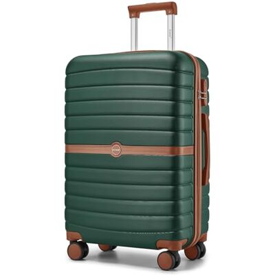 Kono Harde handbagagekoffer, reiskoffer, trolley, reiskoffer, donkergroen/bruin, Klassiek Kono Harde handbagagekoffer, reiskoffer, trolley, reiskoffer, donkergroen/bruin, Klassiek
