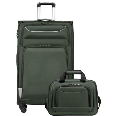 Coolife Koffer met wieltjes, reiskoffer met 4 wielen, stoffen koffer, handbagage, TSA-slot, de koffer bevat 1 grote schoudertas, Donkergroen, Mooi Soft Reiskoffer Trolley TSA & 4 Spinner-Rollen, ultralicht, 1200D waterafstotend – voor Gezinsvakantie, La Coolife Koffer met wieltjes, reiskoffer met 4 wielen, stoffen koffer, handbagage, TSA-slot, de koffer bevat 1 grote schoudertas, Donkergroen, Mooi Soft Reiskoffer Trolley TSA & 4 Spinner-Rollen, ultralicht, 1200D waterafstotend – voor Gezinsvakantie, La