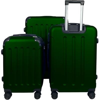 MY TRAVEL BAG Harde koffer van ABS (handbagage, middelgroot), 4 dubbele wielen, smaragdgroen, set van 3, harde ABS-koffer MY TRAVEL BAG Harde koffer van ABS (handbagage, middelgroot), 4 dubbele wielen, smaragdgroen, set van 3, harde ABS-koffer