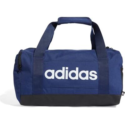 Adidas Mixte Essentials Linear Duffel Bag, dark blue/white, XS Adidas Mixte Essentials Linear Duffel Bag, dark blue/white, XS