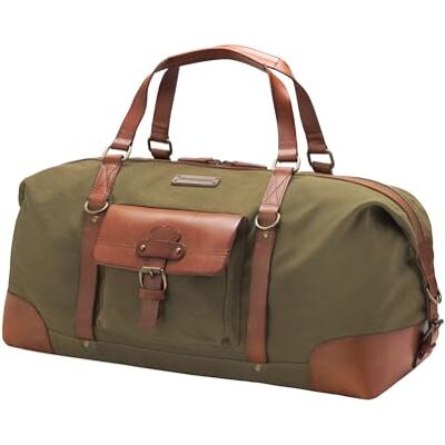 DRAKENSBERG Reistas 'Sam' Weekendtas voor heren van canvas en leer, rekbaar, in vintage safari-design, 50 l, Olijfgroen, Reistas DRAKENSBERG Reistas 'Sam' Weekendtas voor heren van canvas en leer, rekbaar, in vintage safari-design, 50 l, Olijfgroen, Reistas