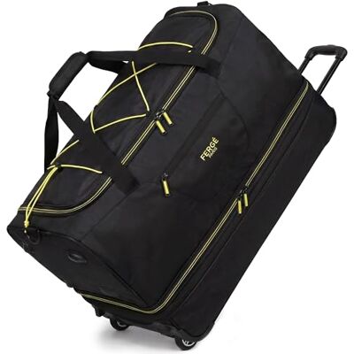FERGÉ Grote XL reistas met uittrekbare wielen en schoenenvak, trolley met spanriemen, weekender Paris reistas, Zwart/Geel, 55 cm (uittrekbaar) FERGÉ Grote XL reistas met uittrekbare wielen en schoenenvak, trolley met spanriemen, weekender Paris reistas, Zwart/Geel, 55 cm (uittrekbaar)