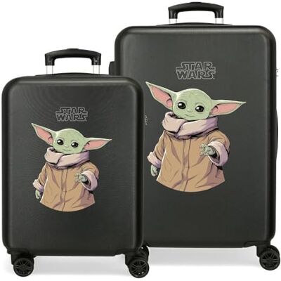 Star Wars Grogu Kofferset, zwart, 55/70 cm, stijf, ABS, geïntegreerde TSA-sluiting, 119 l, 6,8 kg, 4 dubbele wielen, handbagage, Grogu, Talla única, kofferset Star Wars Grogu Kofferset, zwart, 55/70 cm, stijf, ABS, geïntegreerde TSA-sluiting, 119 l, 6,8 kg, 4 dubbele wielen, handbagage, Grogu, Talla única, kofferset