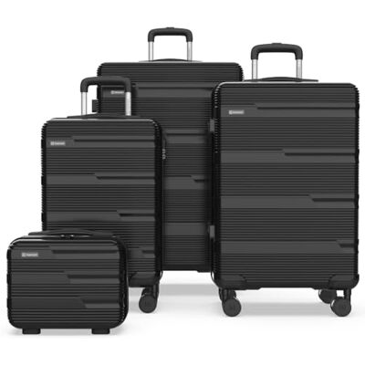NUMADA Set van 3 reiskoffers T10 ABS, cabine, 55 x 40 x 20 cm, medium 66 x 44 x 26 cm en toilettas met compartimenten, veilige en duurzame set, zwart NUMADA Set van 3 reiskoffers T10 ABS, cabine, 55 x 40 x 20 cm, medium 66 x 44 x 26 cm en toilettas met compartimenten, veilige en duurzame set, zwart