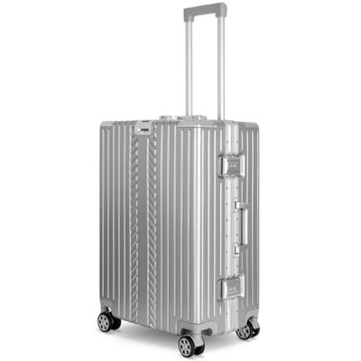 WINLIFE Harde reiskoffer M, L, XL Grote ABS-koffer in zilver TSA-cijferslot 4 dubbele wielen 360° draaibaar Telescopische handgreep bekerhouder en zakhouder WINLIFE Harde reiskoffer M, L, XL Grote ABS-koffer in zilver TSA-cijferslot 4 dubbele wielen 360° draaibaar Telescopische handgreep bekerhouder en zakhouder