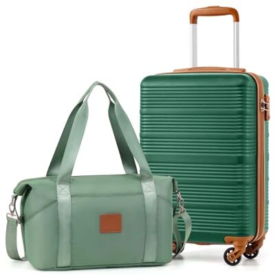 Coolife Cabinekoffer 55 x 35 x 20 cm voor Ryanair & Easyjet, reistassen 40 x 25 x 20 cm, voor kort verblijf en zakenreizen, harde ABS-behuizing met TSA-slot, 4 360 graden draaibare wielen (groen/bruin) Coolife Cabinekoffer 55 x 35 x 20 cm voor Ryanair & Easyjet, reistassen 40 x 25 x 20 cm, voor kort verblijf en zakenreizen, harde ABS-behuizing met TSA-slot, 4 360 graden draaibare wielen (groen/bruin)