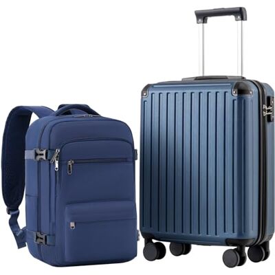Coolife Cabinekoffer 55 x 35 x 20 cm voor Ryanair vliegtuig, handbagage, cabinebagage, harde koffer met TSA-slot en 4 dubbele wielen, Donkerblauw, Harde cabinekoffer Reiskoffer Coolife Cabinekoffer 55 x 35 x 20 cm voor Ryanair vliegtuig, handbagage, cabinebagage, harde koffer met TSA-slot en 4 dubbele wielen, Donkerblauw, Harde cabinekoffer Reiskoffer