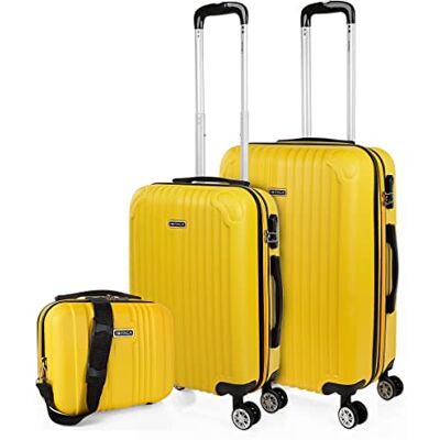 ITACA Set reiskoffers van ABS met 4 wielen, stevig en lichtgewicht, handvat met vergrendeling, cabinekoffer voor handbagage, medium en grote koffer, en beautycase T71500 ITACA Set reiskoffers van ABS met 4 wielen, stevig en lichtgewicht, handvat met vergrendeling, cabinekoffer voor handbagage, medium en grote koffer, en beautycase T71500