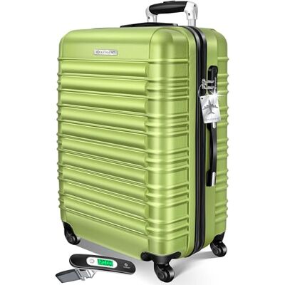 KESSER Harde reiskoffer met bagageweegschaal + bagagelabel Trolleykoffer met 4 wielen van hard ABS, telescopische handgreep, lichtgroen, 75 cm 120 l KESSER Harde reiskoffer met bagageweegschaal + bagagelabel Trolleykoffer met 4 wielen van hard ABS, telescopische handgreep, lichtgroen, 75 cm 120 l