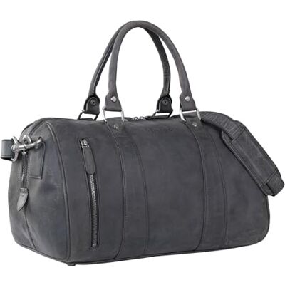 STILORD "Keanu" reistas leer voor heren, cabine, schoudertas, handbagage, tas voor weekend, sport, excursie, kleur: bruin donker, Carbon Grijs, Reistas STILORD "Keanu" reistas leer voor heren, cabine, schoudertas, handbagage, tas voor weekend, sport, excursie, kleur: bruin donker, Carbon Grijs, Reistas