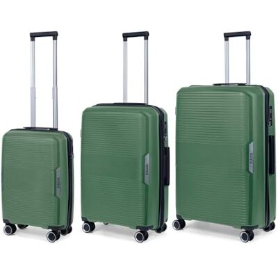 TravelZ Swinger kofferset, Groen, Harde reiskoffers met zwenkwielen en TSA-slot TravelZ Swinger kofferset, Groen, Harde reiskoffers met zwenkwielen en TSA-slot